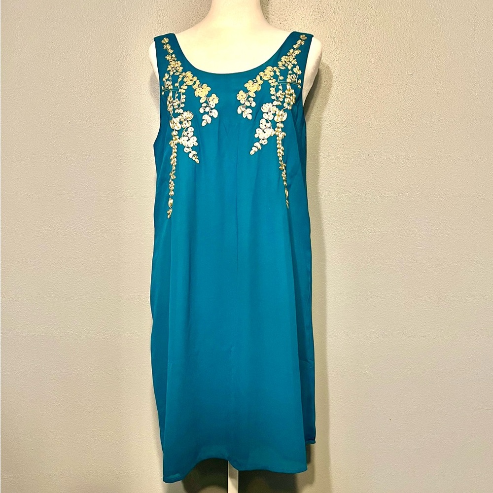 Teal shift dress